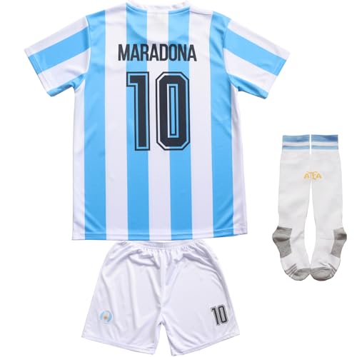 Vintage Diego Retro Soccer Jersey Set - Kids Sizes 28 Blue