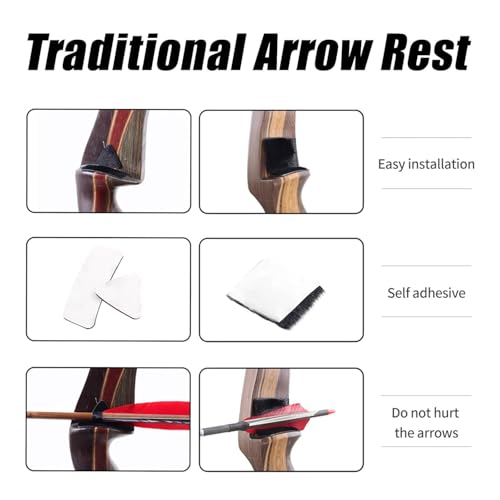 SPG Archery Hair Arrow Rest - 4 Packs All-Natural Fur Adhesive Shelf