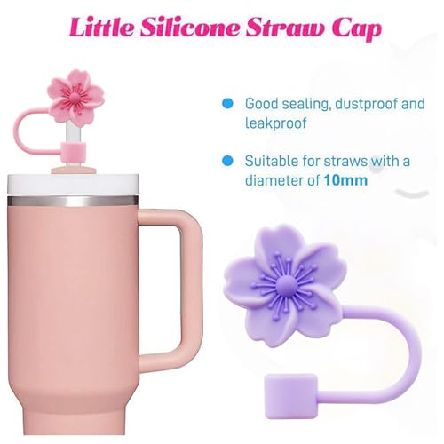 Silicone Straw Cover for 10mm Tumbler Straws - 6pcs Sakura Straw Cap