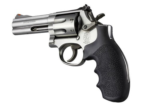 Hogue OverMolded Rubber Full Size Grip for S&W K & L Frame Round Butt, 500, 460, & Governor Model, Black - 19000