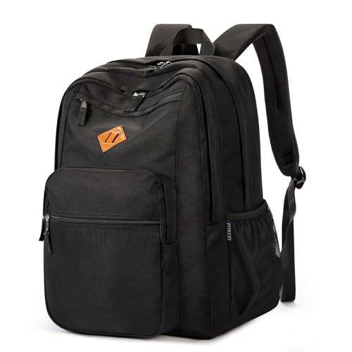 26L Black Water-Resistant Backpack for School & Travel