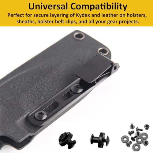 Black Chicago Screws 1/4 Inch - 10 Pack Holster & Sheath Fastener Kit