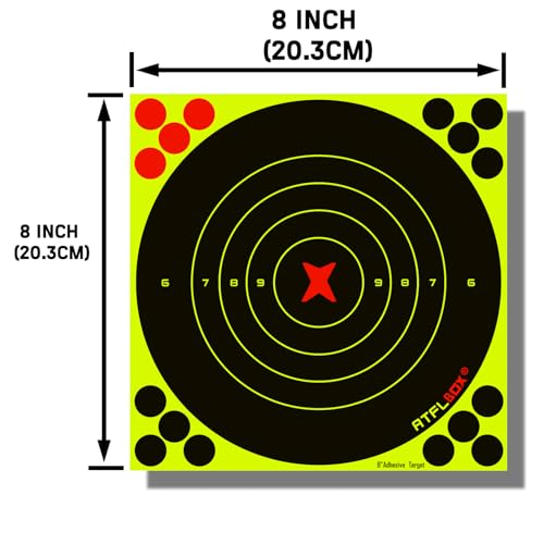 8 Inch Reactive Splatter Bullseye Shooting Target Stickers - 25 Pack