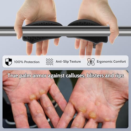Weight Lifting Grips - Anti-Slip Fingerless Palm Protector - Black