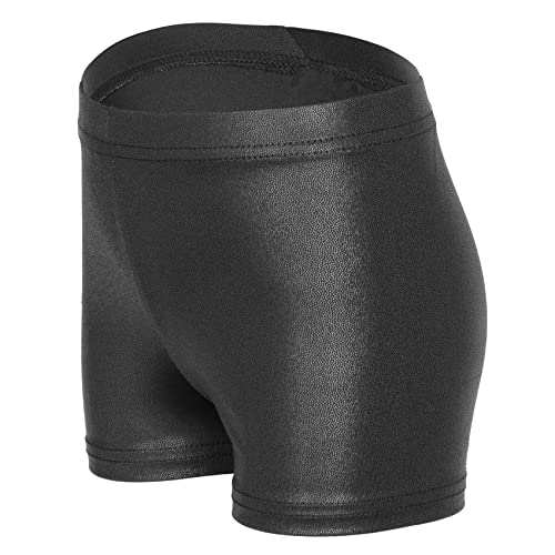 Solid Color Girls' Sparkle Gymnastics Shorts - Black, 6-7 Years