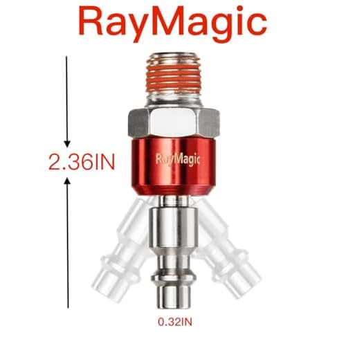 RayMagic Industrial-Grade 1/4" Swivel Air Plug, 2-Pack 360¡Æ Swivel Steel Red Electrophoresis Plug, 1/4-Inch NPT Male Pre-Coated 18-Threads, Air Hose Fittings(Red)