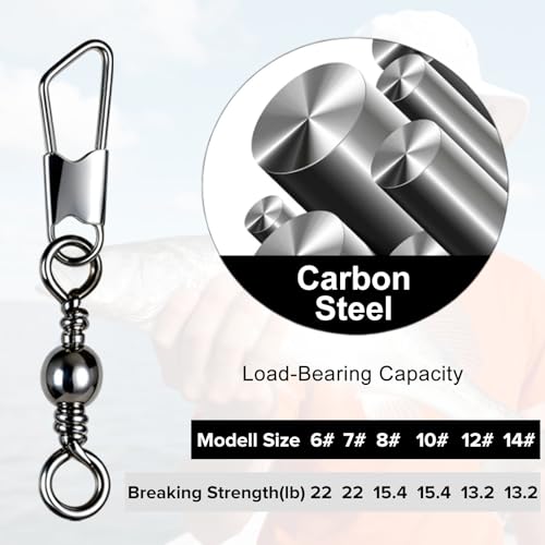 200pcs Fishing Snap Swivels Set - Variety of Sizes & Anti-Tangle Design