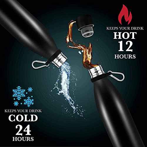 Diversion Safe Water Bottle -Black Stainless Steel Bottle with Hidden Compartment for Cards, Keys, Cash, and Valuables - Insulated Bottle for Hot and Cold Drinks - 18 Ounces