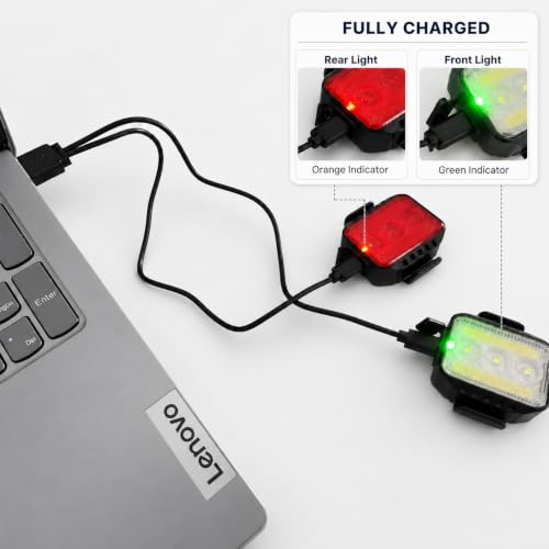 Rechargeable Bike Lights Set - Front & Back - Black - 9+9 Modes