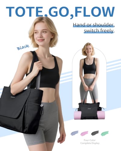 Yoga Mat Bag Waterproof Tote with Quick Access - Black