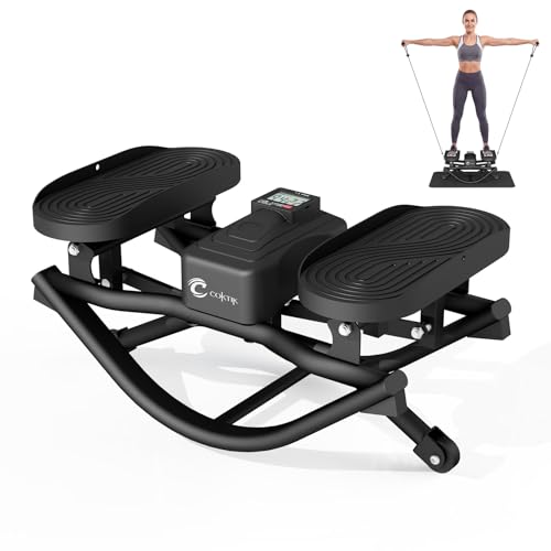 Rock Stepper Exercise Machine - 350 LBS Capacity, Portable & Noise-Reducing - Black