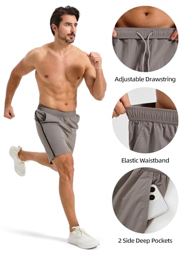 Men's Quick Dry Tennis Shorts with Zipper Pockets - 7" Inseam / Large / Dark Grey