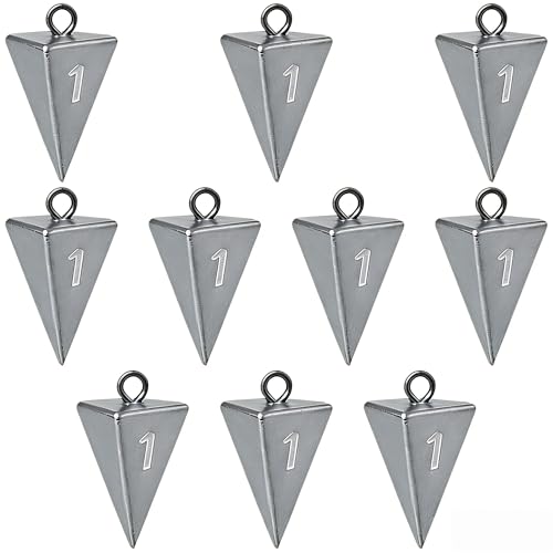 Pyramid Fishing Weights Sinkers Kit - 1oz, 10pcs for Surf Fishing
