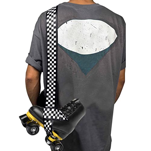 Adjustable Skate Carrier Strap - Black White Plaid