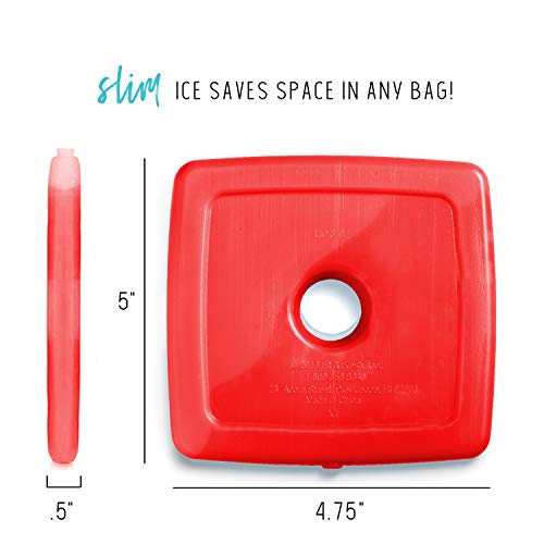 Slim Reusable Ice Packs for Lunch Boxes & Coolers - 4 Pack