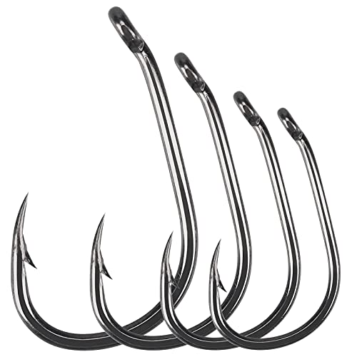 Barbed Carp Fishing Hooks - 50Pcs Teflon Coated Wide Gap Size 2