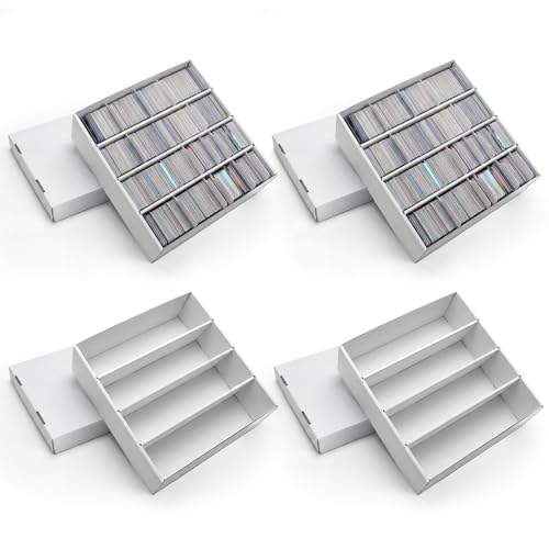 4 Pack Trading Card Storage Boxes with 64 Dividers - 3600 Count Capacity