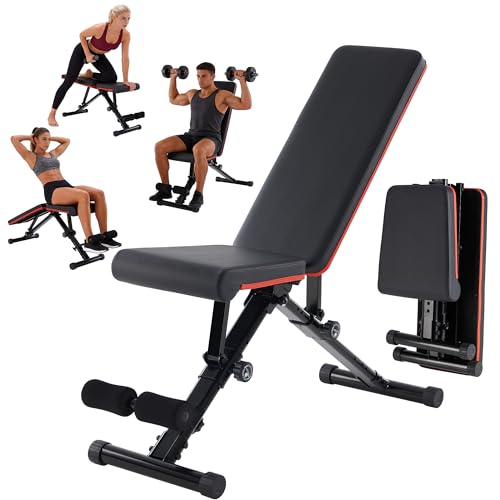 Adjustable Weight Bench - Foldable Incline Press, 795 lbs Capacity - Jet Black