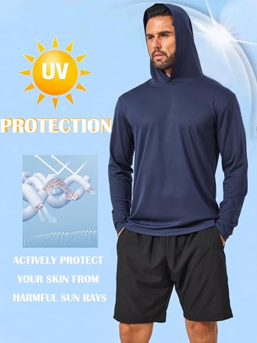 Men's UV Protection Long Sleeve Rash Guard SPF Lightweight Quick Dry for Outdoor Fishing & Hiking - Black, Wine, Dk. Gray, Lt. Gray, Navy, Olive - Large