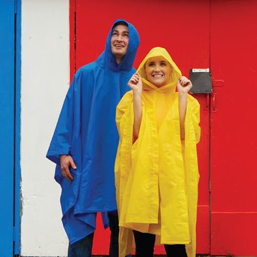 Packable Lightweight Adjustable Rain Poncho for Adults - Red