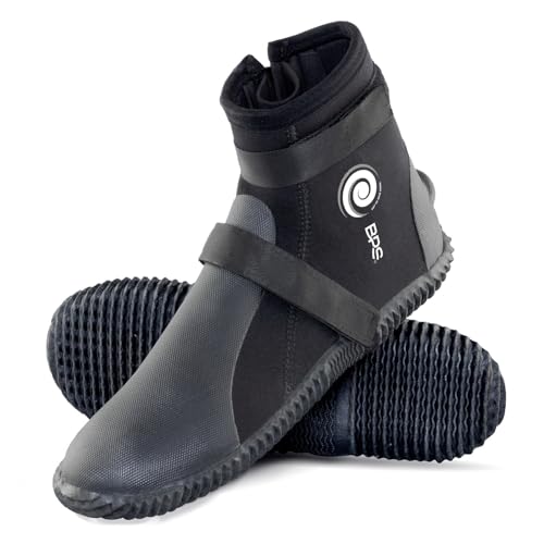 BPS 3mm Neoprene Dive Boots with Anti-Slip Hard Sole - Unisex Water Shoes for Snorkeling & Diving (Size 11, 3mm Thickness)