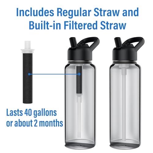 ICEWATER Midnight Black 64 oz Insulated Water Bottle with Filter Straw