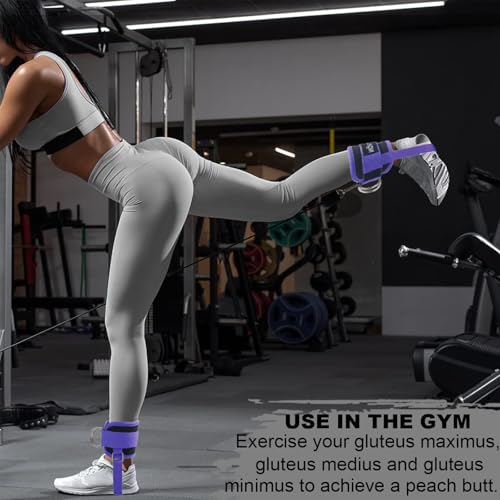 Adjustable Padded Ankle Straps for Cable Machines - Purple