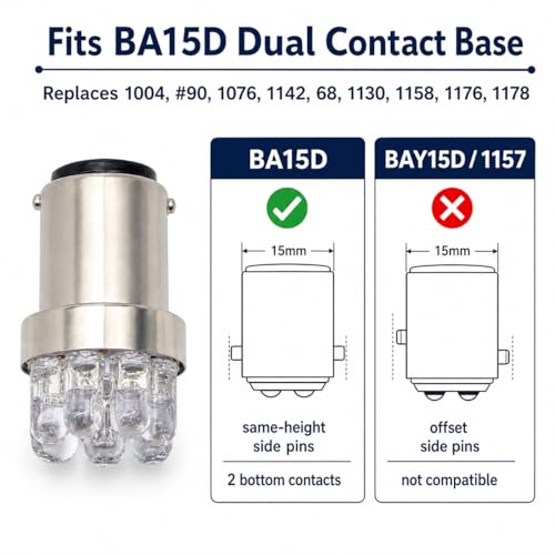 BA15D Marine LED Bulbs - 12V White Navigation Light Bulb Replacement, 2 Pack