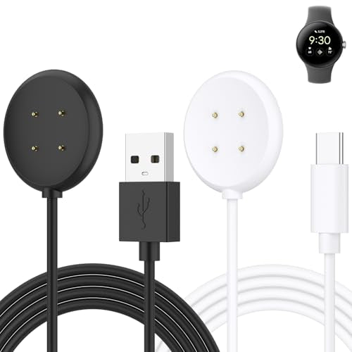 2-Pack Magnetic Charging Cable for Google Pixel Watch 3 & 2 - USB-C + USB-A