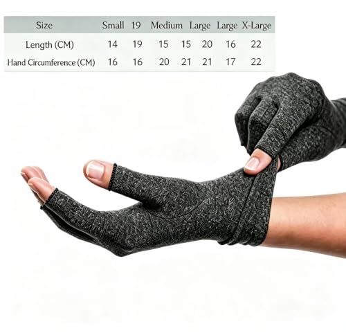 Worzwin Medium Gray Bamboo Compression Gloves for Arthritis - 2 Pairs