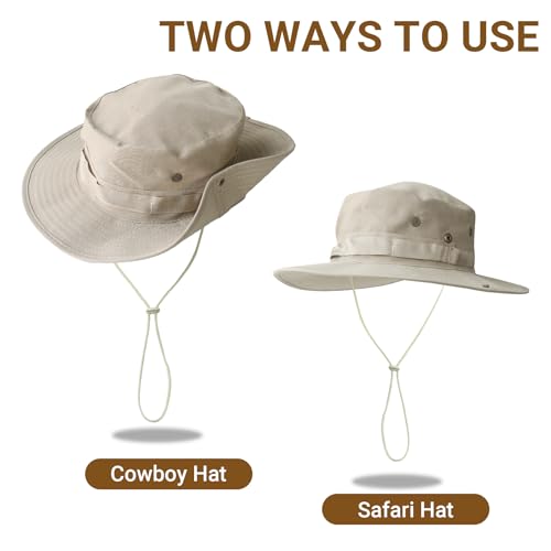 Sun Boonie Hat for Men - UPF 50+ Bucket Hat - Classic Khaki