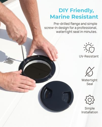 JZLiner Black 5 Inch Marine Inspection Port Hatch with Seal RV Kayak Cover