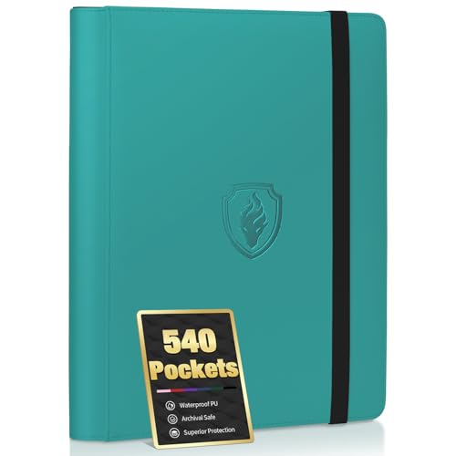 Turquoise 9-Pocket Card Binder for 540 Trading Cards - Fabmaker PU