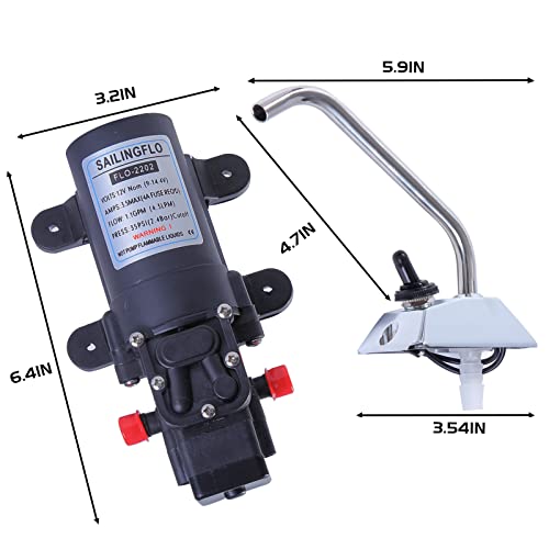 12V RV Water Pump 1GPM 35PSI Diaphragm Self-Priming Quiet