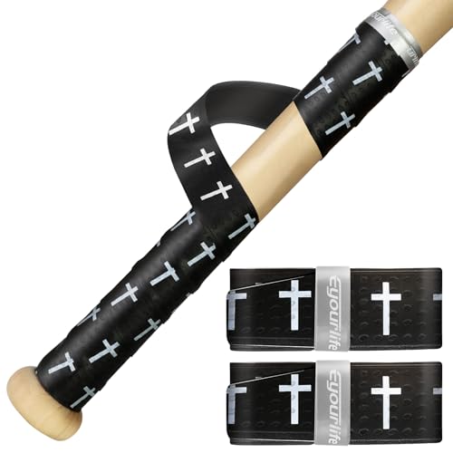 Baseball Bat Grip Tape - 2 Pack Non-Slip for All Players - Black/Cross
