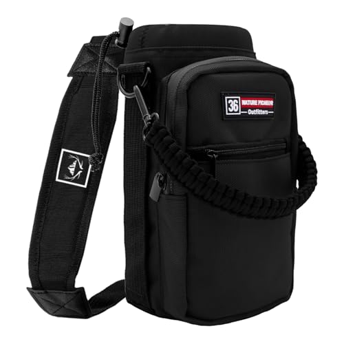Nature Pioneor 32-36oz Insulated Water Bottle Carrier with Strap | Hands-Free Bottle Holder