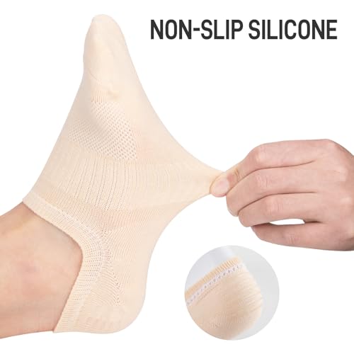 No Show Socks for Women - Thin Cotton Invisible Low Cut, 6 Pairs Multicolor