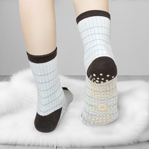 Non-Slip Yoga Socks for Women - 3 Pairs, One Size - Milkshake Pink, Grape Purple, Deep Coffee Brown