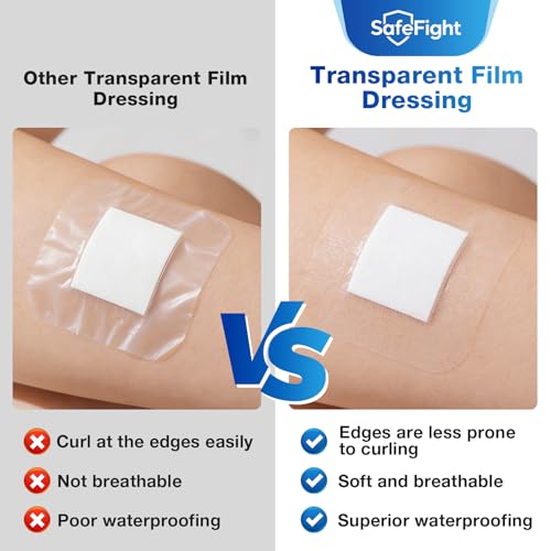 Waterproof Transparent Film Dressing with Pad - 50 Pack, 2.8" x 4"