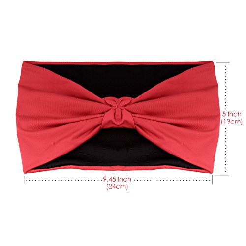 Versatile Sports Headband - Breathable Moisture Wicking Hair Band - Black & Red