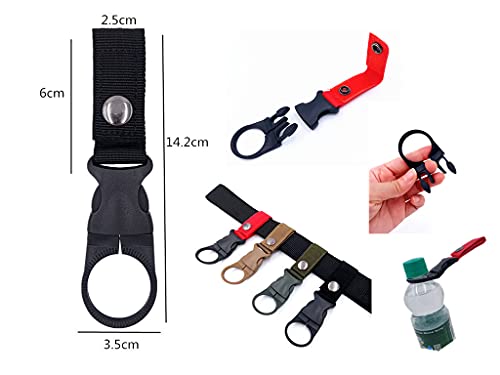Portable Water Bottle Clip Holder - 4PCS Nylon Keychain - Black