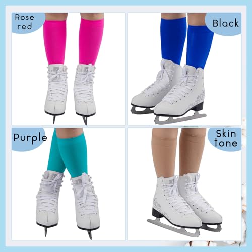 Figure Skating Socks - One Size, Nude, Royal Blue, Fruit Green, Rose Red