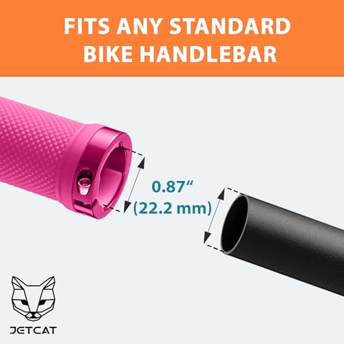 JETCAT Pink Lock-On Bicycle Handlebar Grips 130mm x 22mm for MTB, E-Bike & Scooter