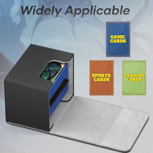 Card Deck Box for 100+ Cards with Magnetic Closure & Dividers - Black B2-Horizontal
