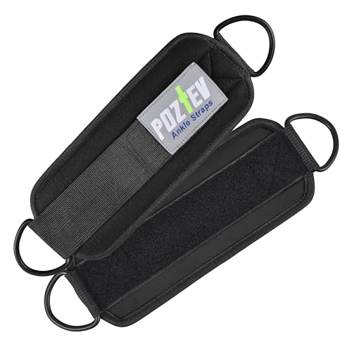 Adjustable Padded Ankle Straps for Cable Machine - Pair - Black