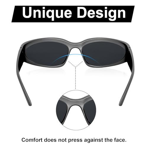 3-Pack Y2K Wrap Around Sunglasses for Men & Women - Retro Shades