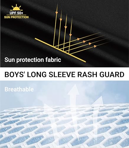 UPF 50+ Long Sleeve Rash Guard Shirt for Boys & Girls - X-Small White