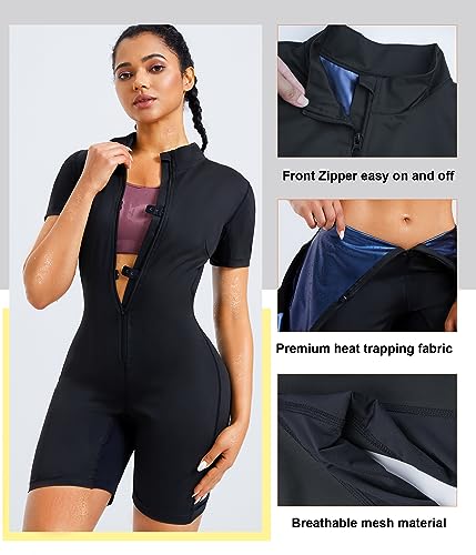 Full Body Sauna Suit for Women - Black, X-Large Waist Trainer