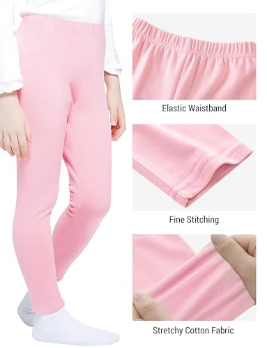 VOGRYE Girls 5T Leggings 4-Pack Cotton Blend Full Length Pants Black Grey Navy Pink