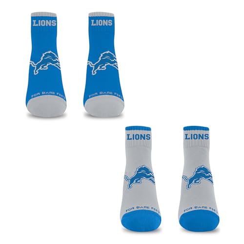 NFL Detroit Lions Front and Center 2 Pack Low Quarter Socks - Large